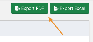 Export PDF and Export Excel buttons
