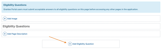 Add Eligibility Question button