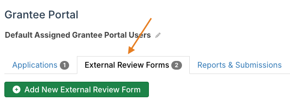 External Review Forms tab