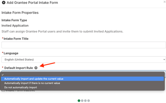 default import rule menu