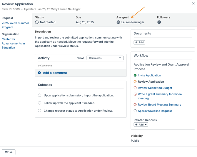 task assignee