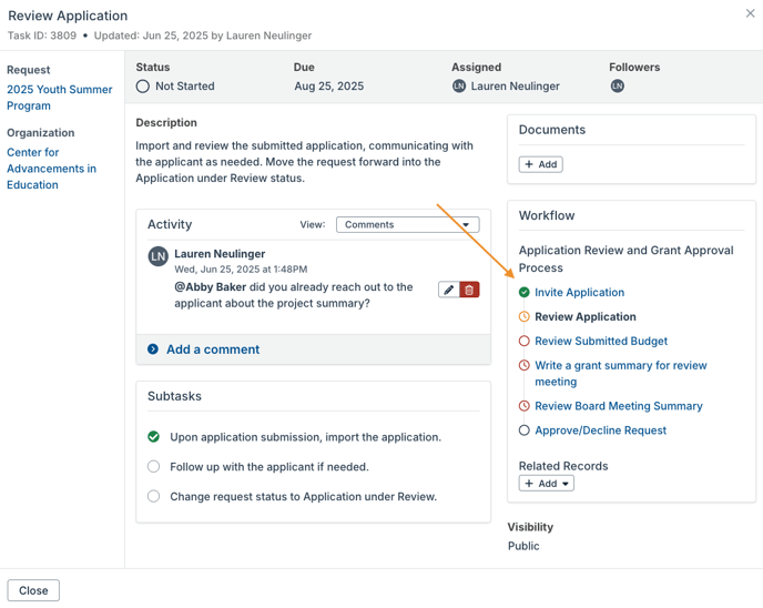 workflow tasks list