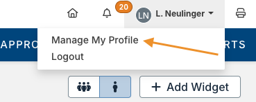 manage my profile button