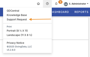 support request option